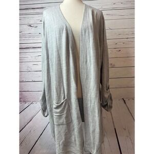 Catherines Duster Cardigan Sweater Plus size 2X Kimono Lagenlook Gray XXL‎ NWT